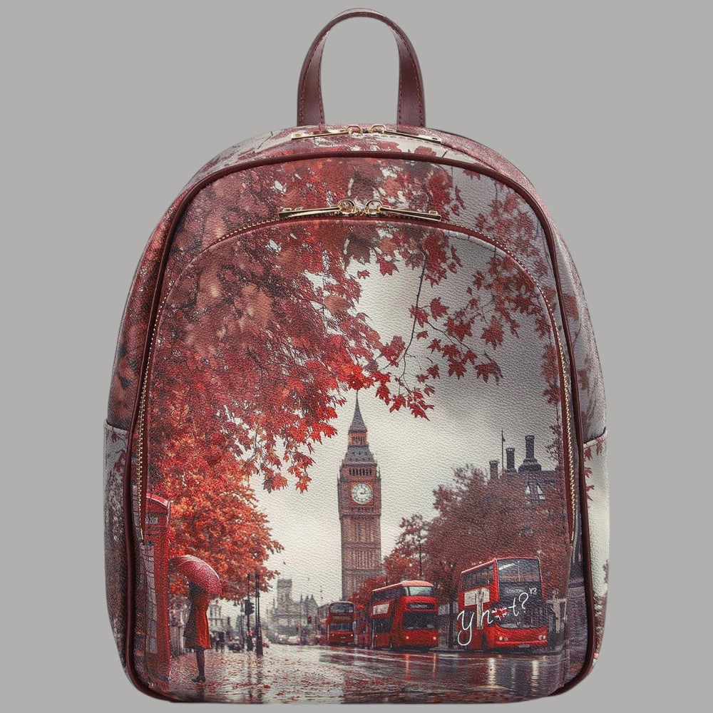 Zaino YNot con stampa autunnale di Londra e chiusura con cerniera