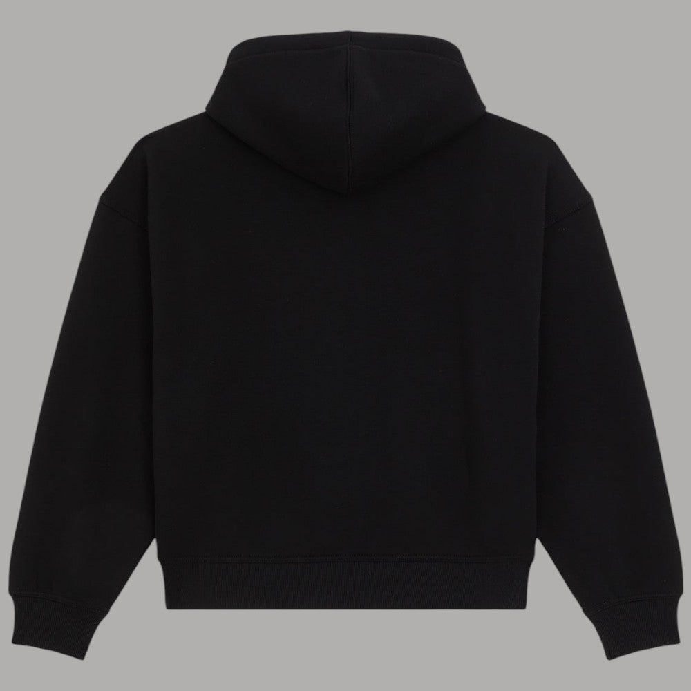 Felpa con cappuccio nera Dickies, vista posteriore con cappuccio e fondo a coste