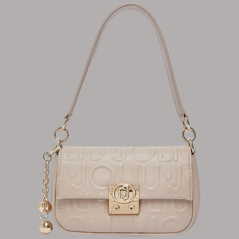 Borsa Liu Jo Adiva crossbody piccola panna con logo stampato e dettagli dorati