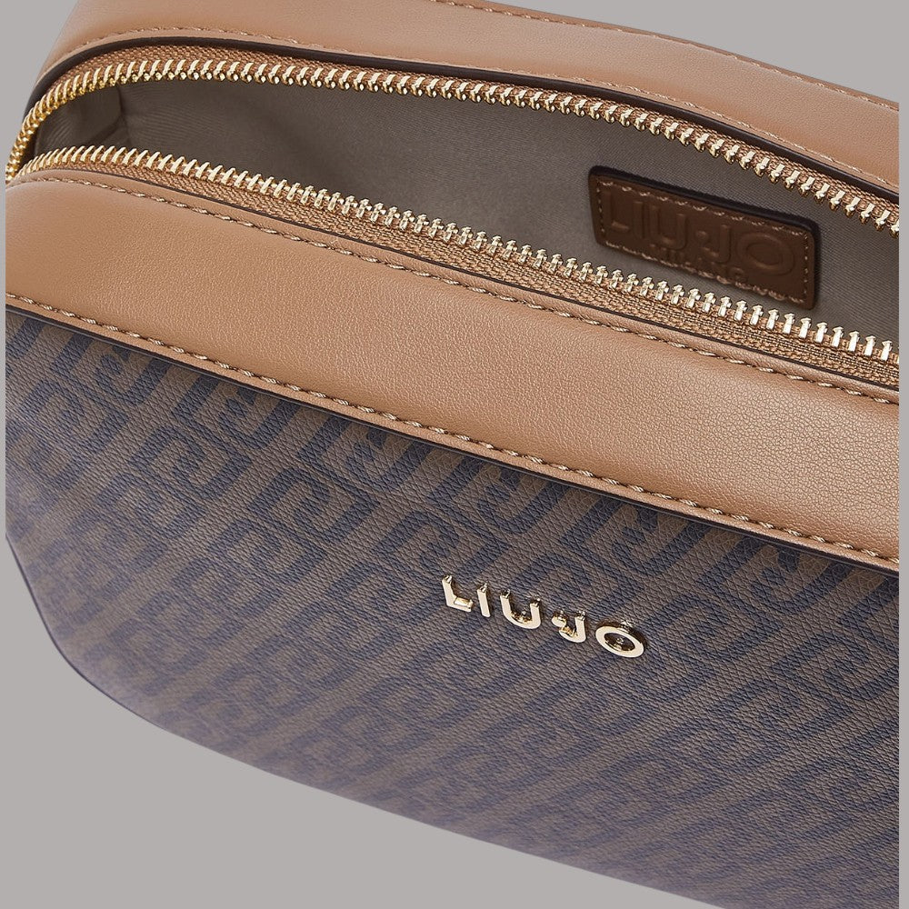 Borsa a tracolla Liu Jo con logo monogram beige e dettagli in pelle