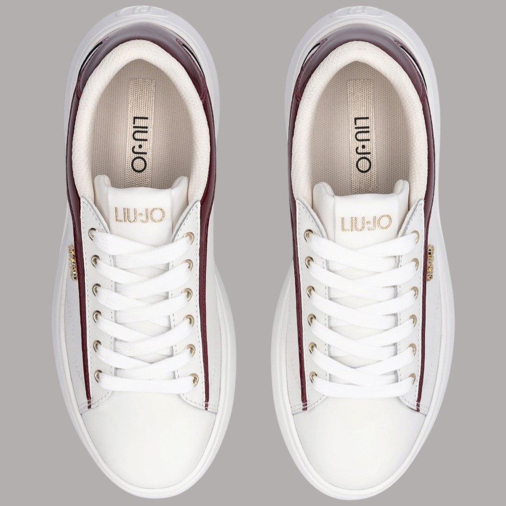 Sneakers Liu Jo Casper in pelle con dettaglio vernice e lacci bianchi