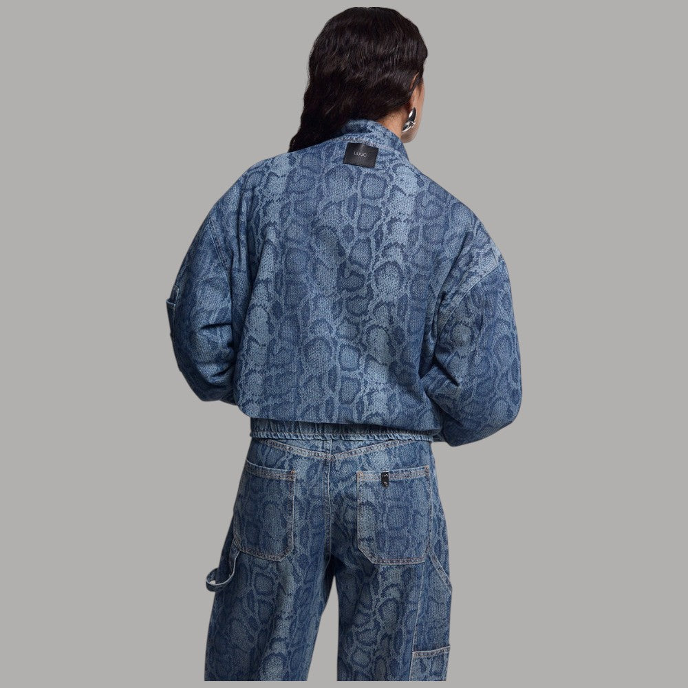 Bomber Liu Jo in denim con stampa pitone, vista posteriore
