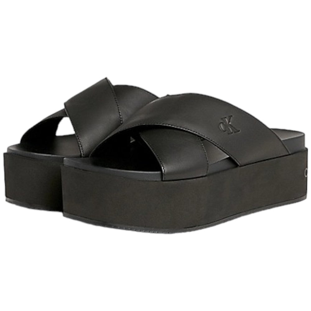 Calvin Klein sandalo nero flatform cross YW0YW01349 - Prodotti di Classe