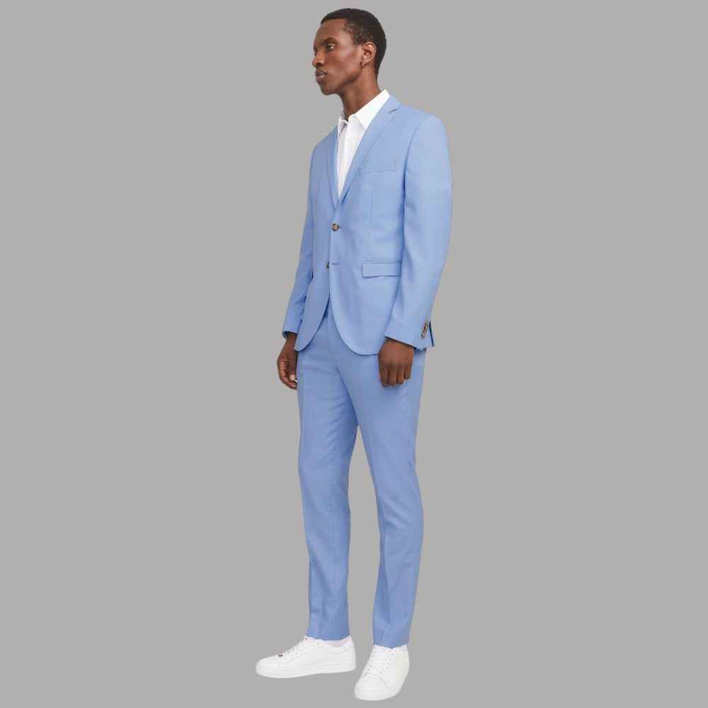 Jack & Jones Solaris giacca blazer uomo celeste con cuciture sottili e tasche frontali