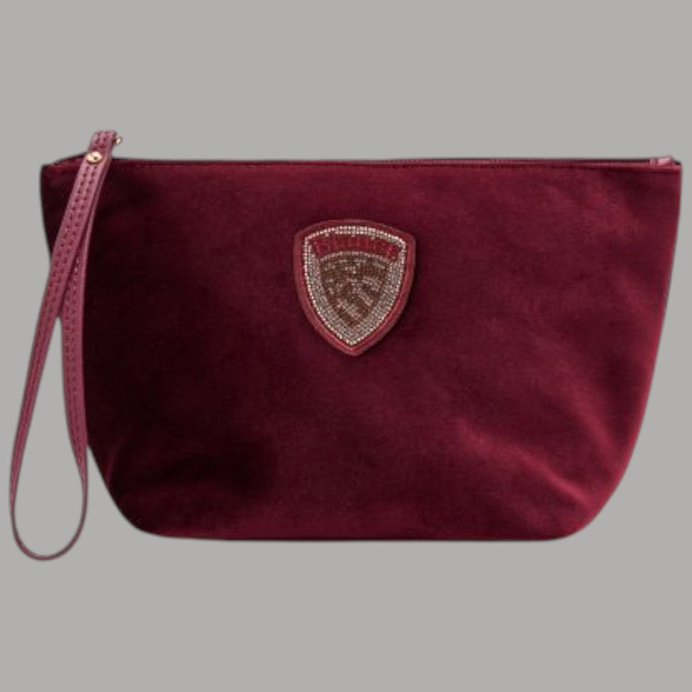 Beauty case pochette da donna Blauer rosso bordeaux con dettaglio badge logo e zip