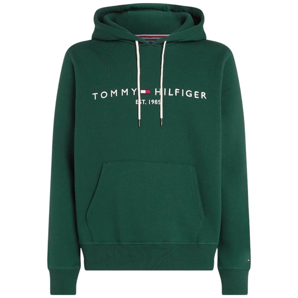 Tommy Hilfiger felpa cappuccio verde logo ricamato MW0MW11599 Felpe Tommy Hilfiger