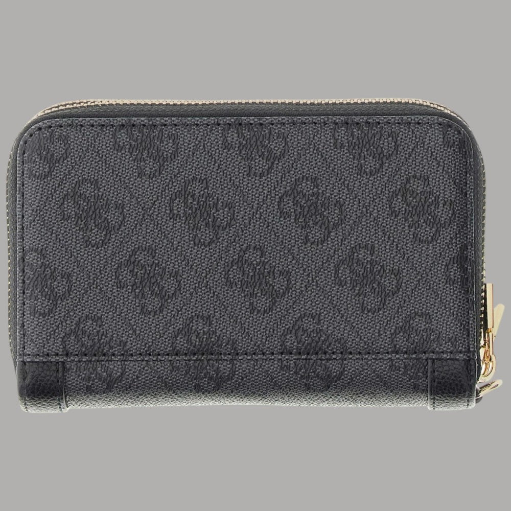Portafoglio medio Guess Lindsey marrone con stampa logo all over