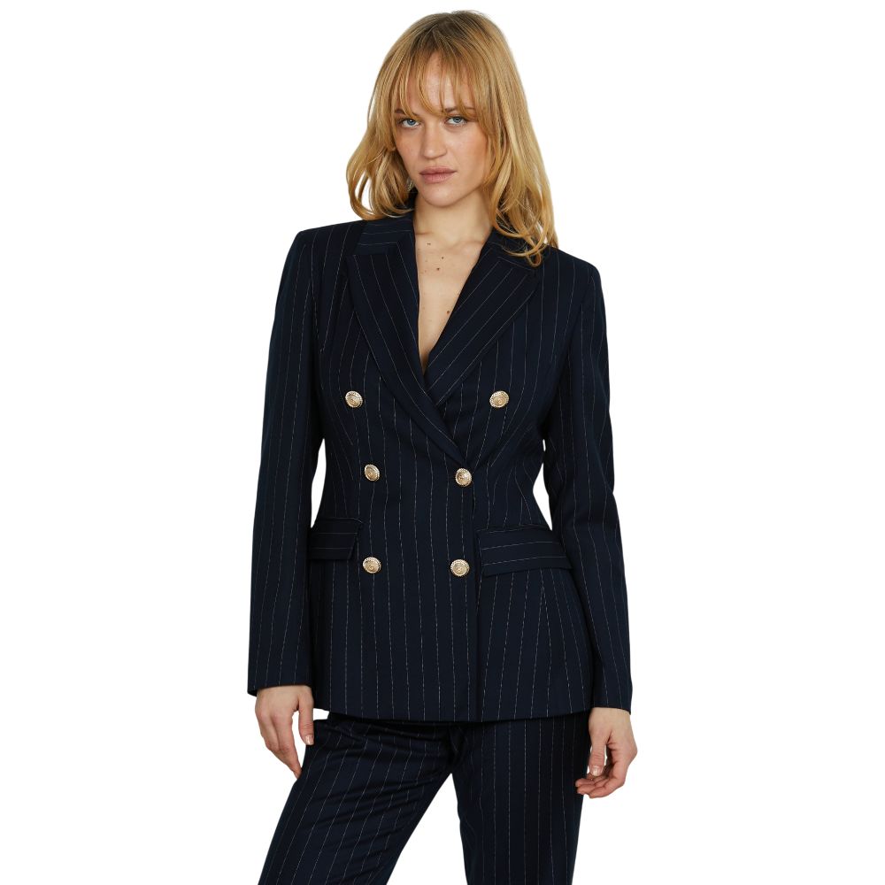 Relish giacca blu gessato FUGAM RDA2505091007 Giacche Relish