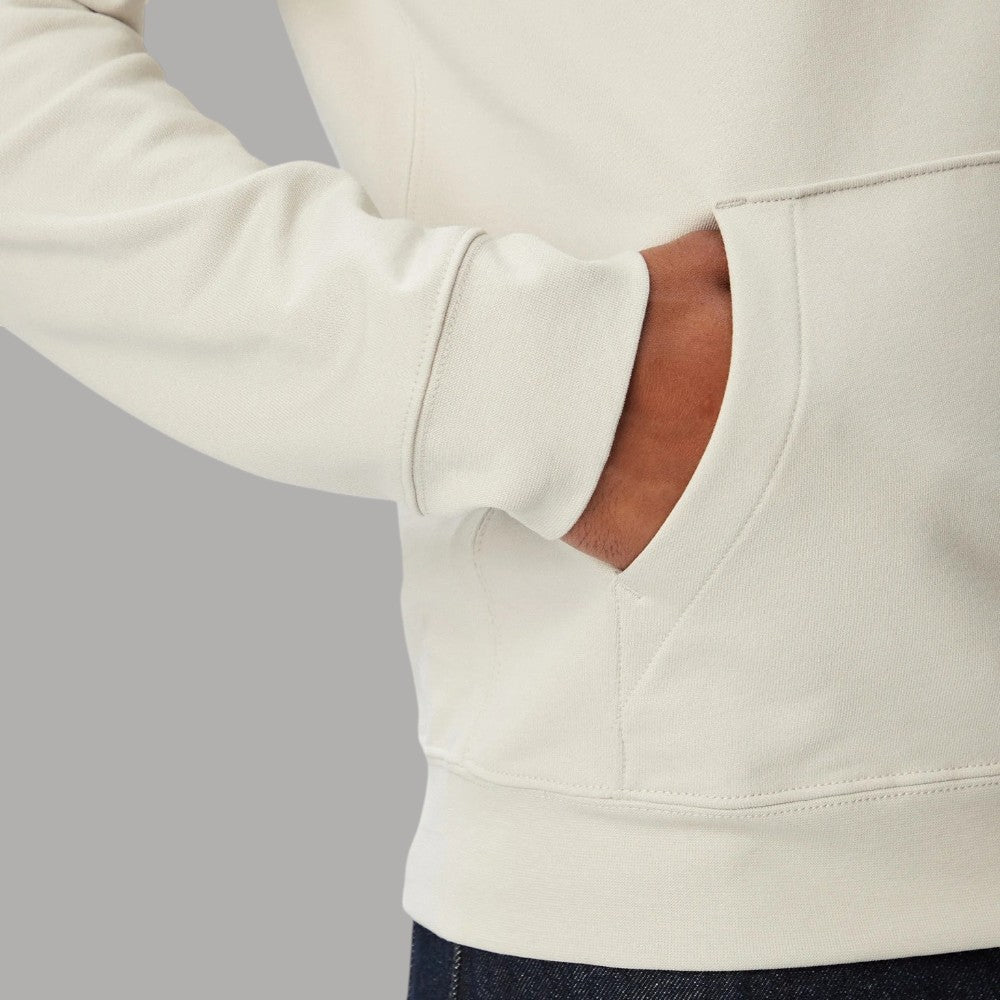 Felpa cappuccio Calvin Klein con logo centrale in bianco cotone texture liscia