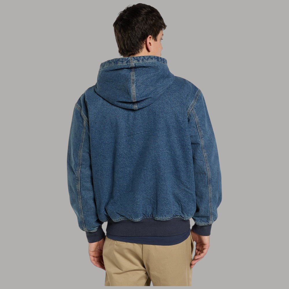 Giacca bomber Dickies in denim blu con cappuccio, vista posteriore