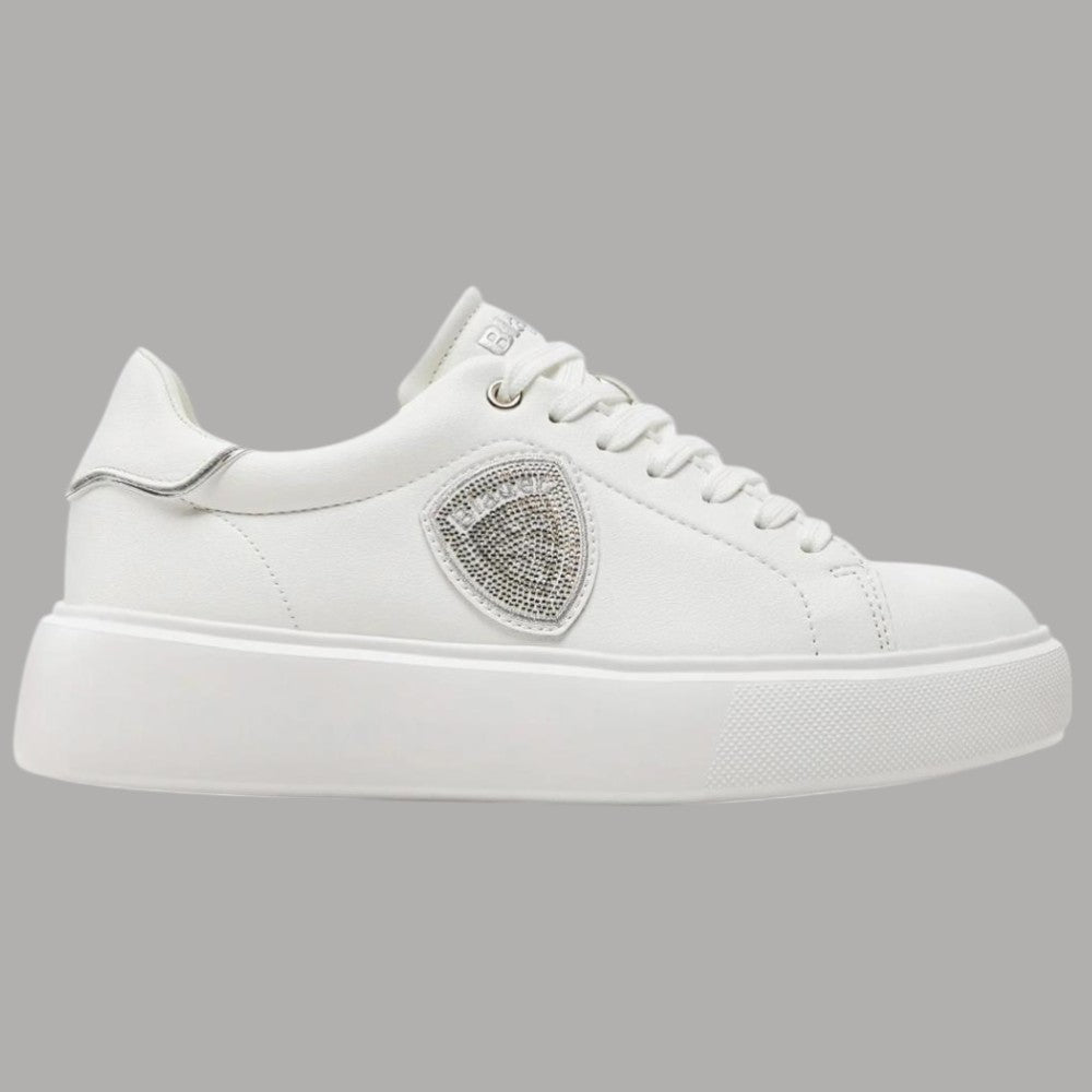 BLAUER Sneakers Donna Bianche in Pelle con Dettaglio Argentato - Prodotti di Classe