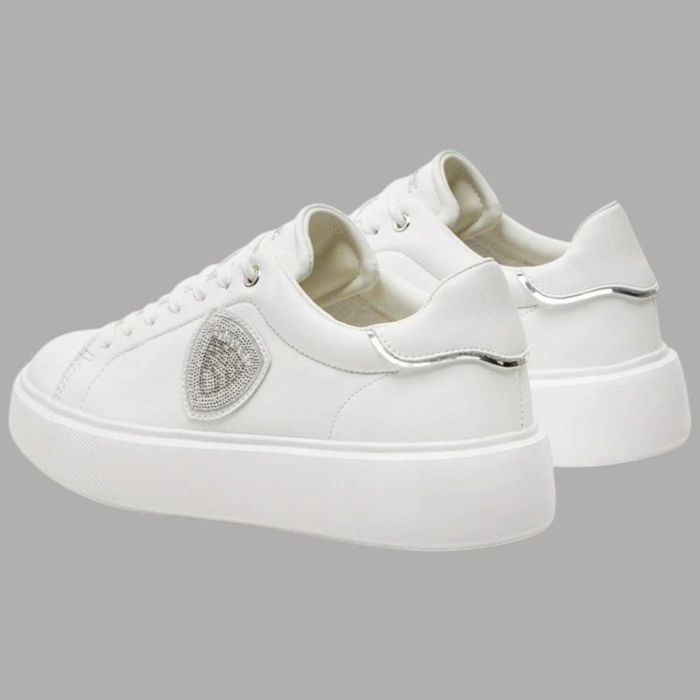 BLAUER Sneakers Donna Bianche in Pelle con Dettaglio Argentato - Prodotti di Classe