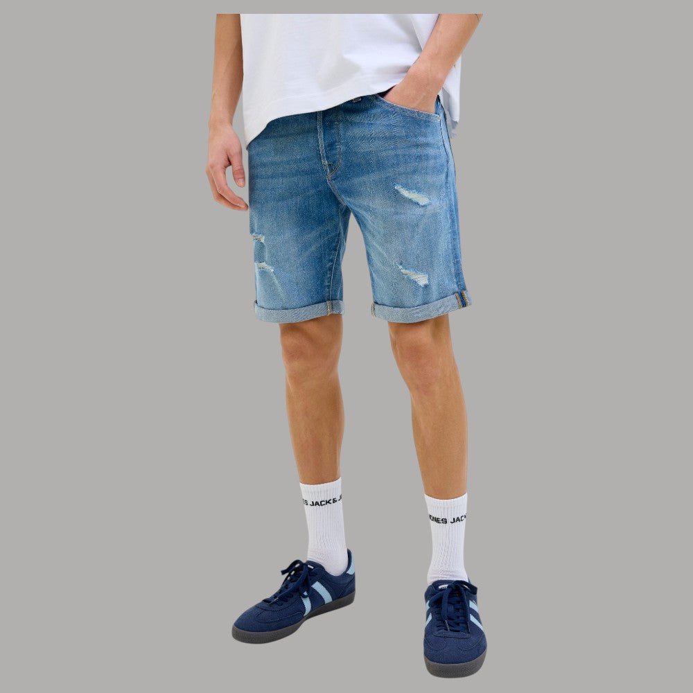 Bermuda in Denim Jack Jones con Effetto Vintage e Rotture - Prodotti di Classe