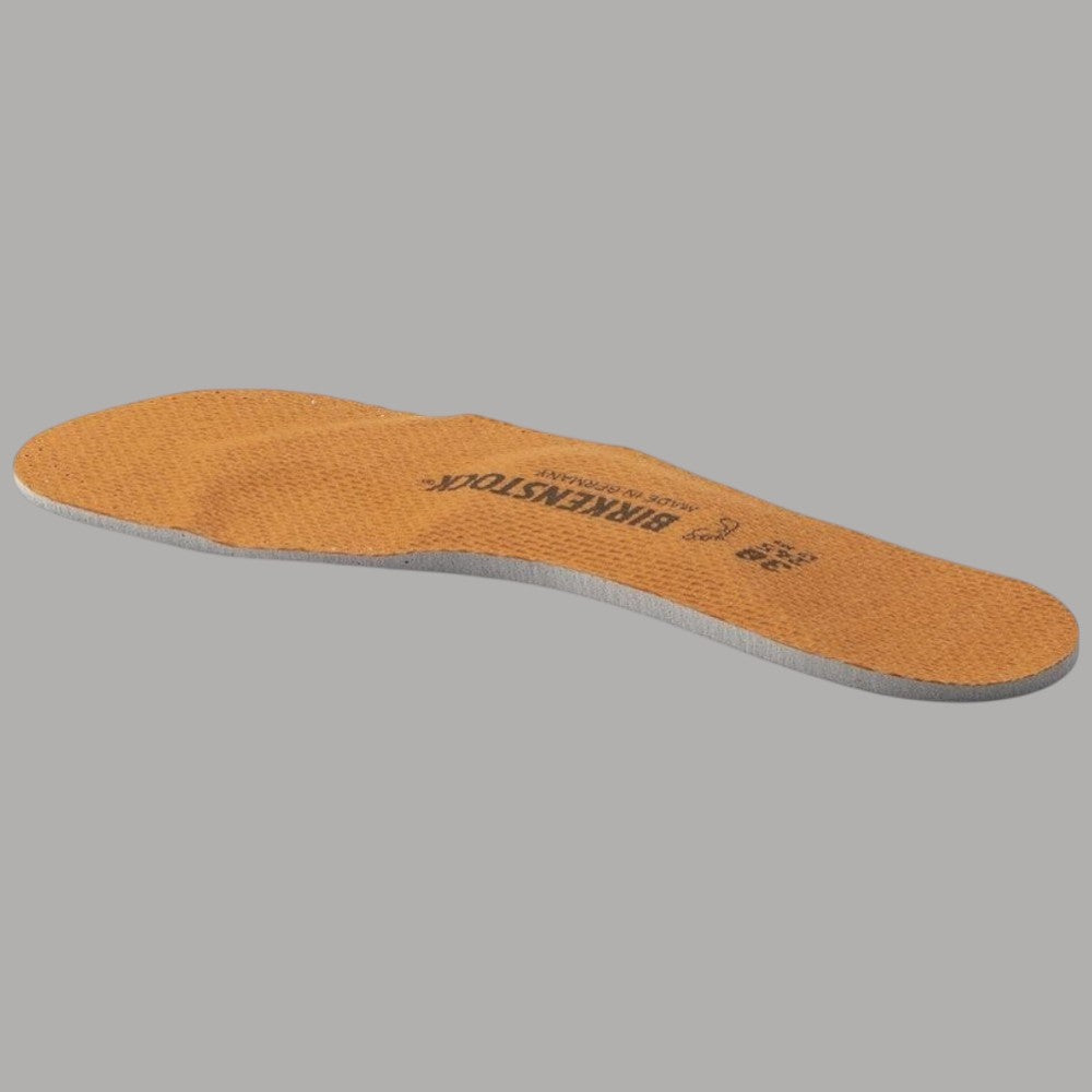 Plantare comfort Birkenstock Birko Tex marrone, vista superiore inclinata con logo