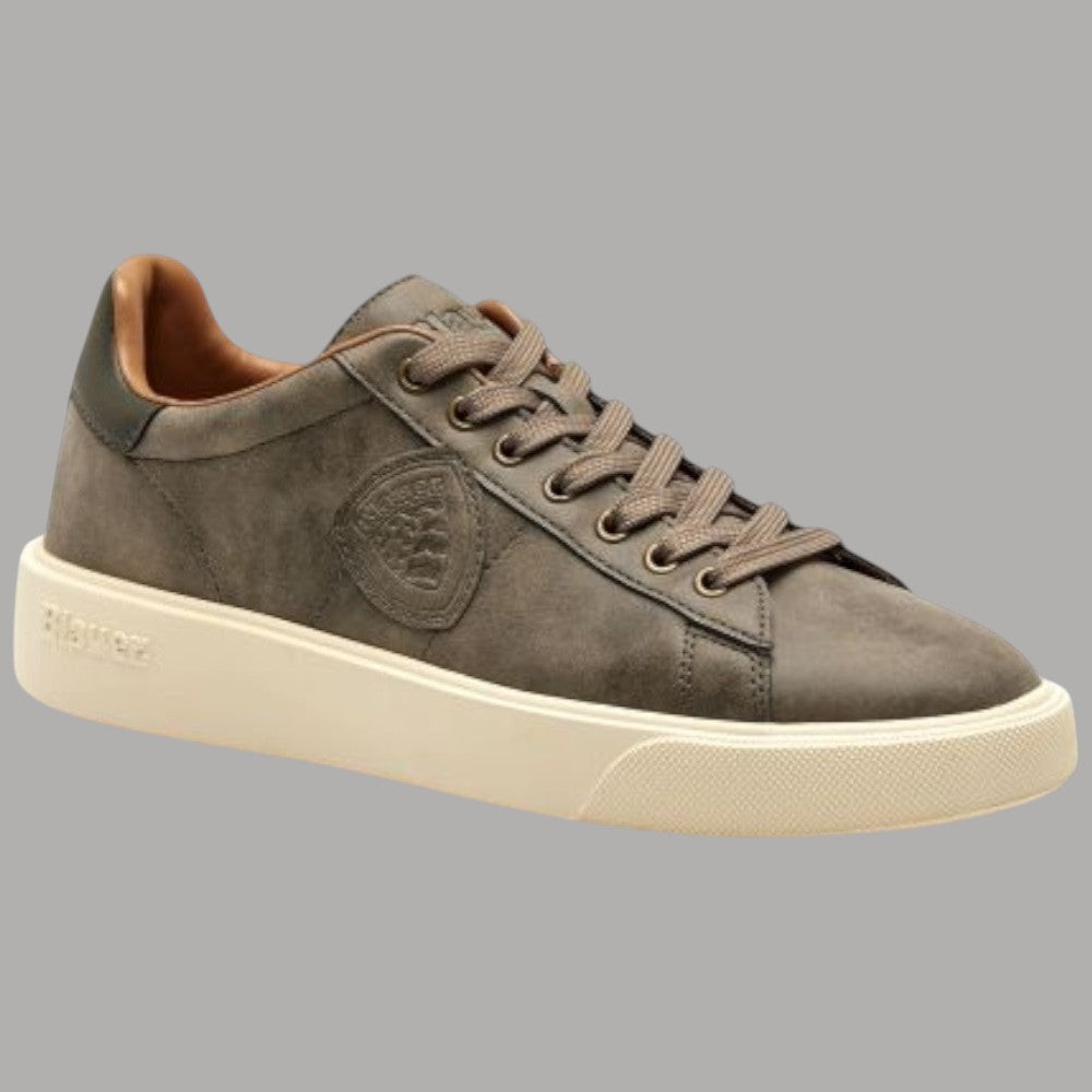 Sneaker in nabuk taupe con dettagli verde militare e suola Comfort beige