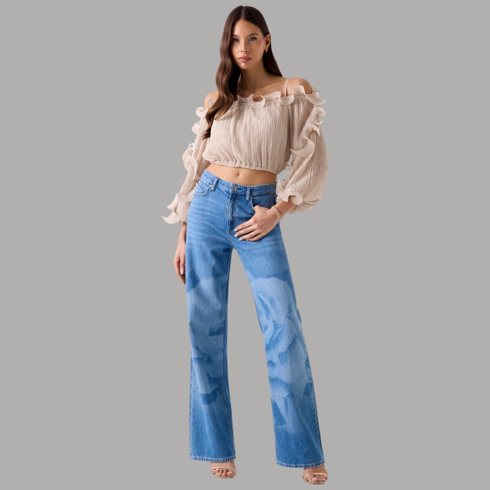 Guess blusa in chiffon con volant W6RH29WI342 - Prodotti di Classe