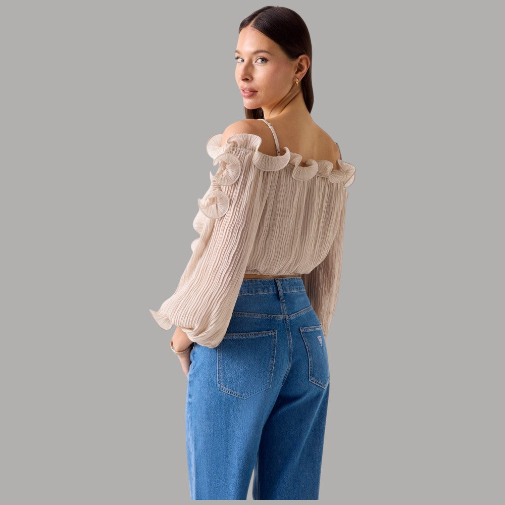 Guess blusa in chiffon con volant W6RH29WI342 - Prodotti di Classe