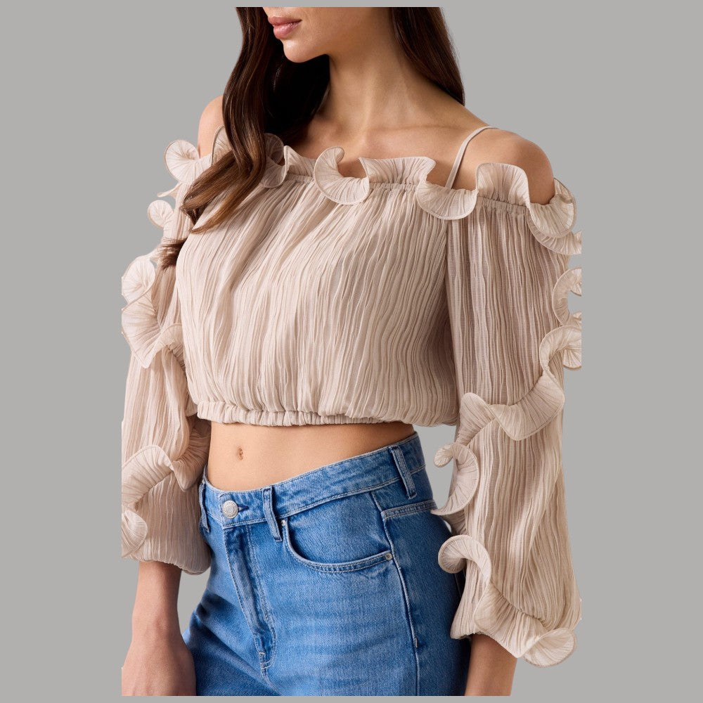 Guess blusa in chiffon con volant W6RH29WI342 - Prodotti di Classe