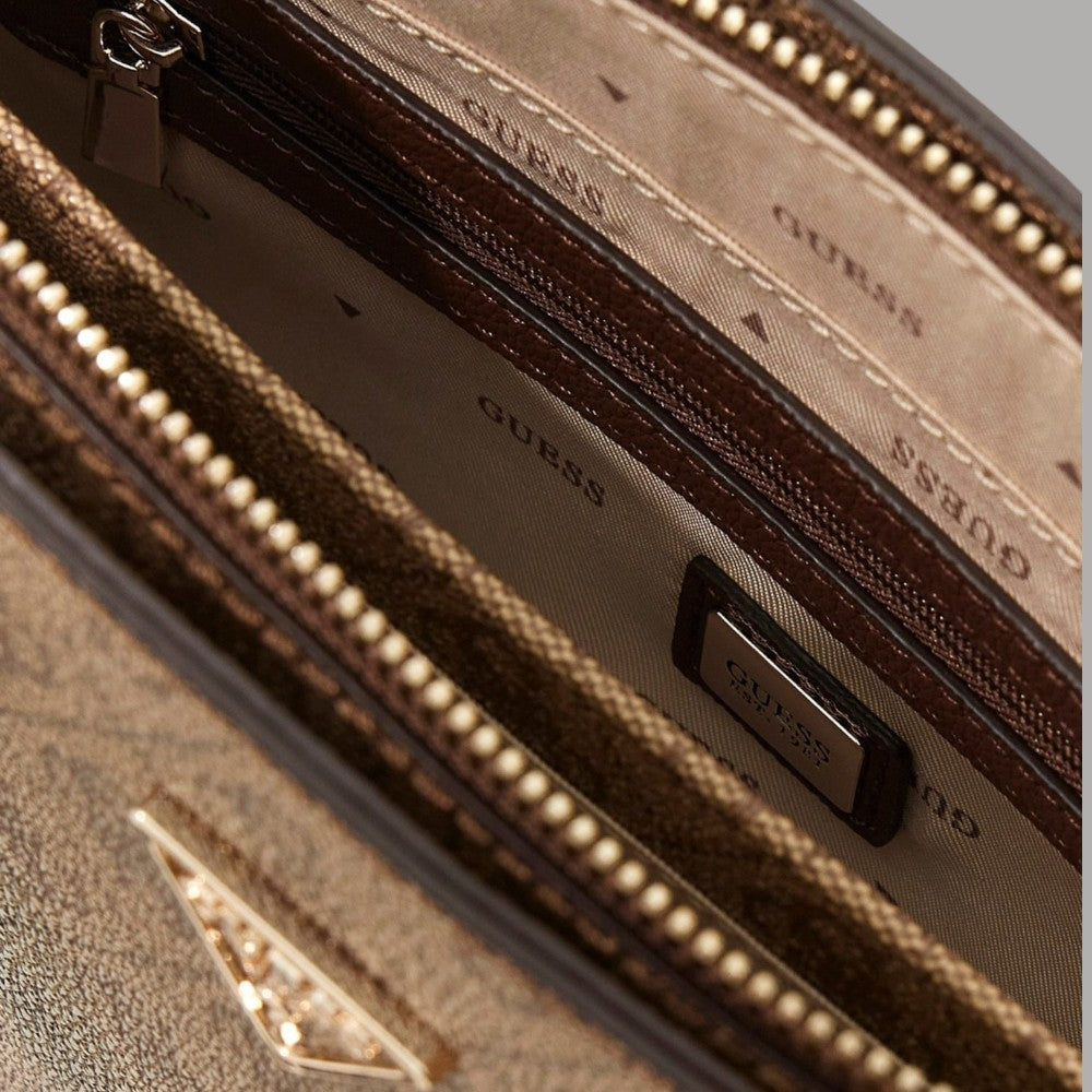 Borsa a mano in similpelle con tasca interna e logo 4G, chiusura zip