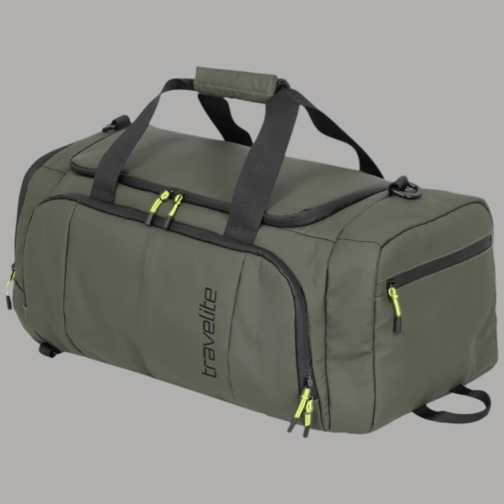 Borsa a zaino Travelite BRIIZE idrorepellente verde oliva con cinghie regolabili.