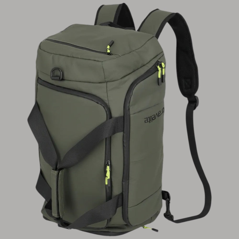 Zaino Travelite BRIIZE idrorepellente verde oliva con tasca frontale e zip.