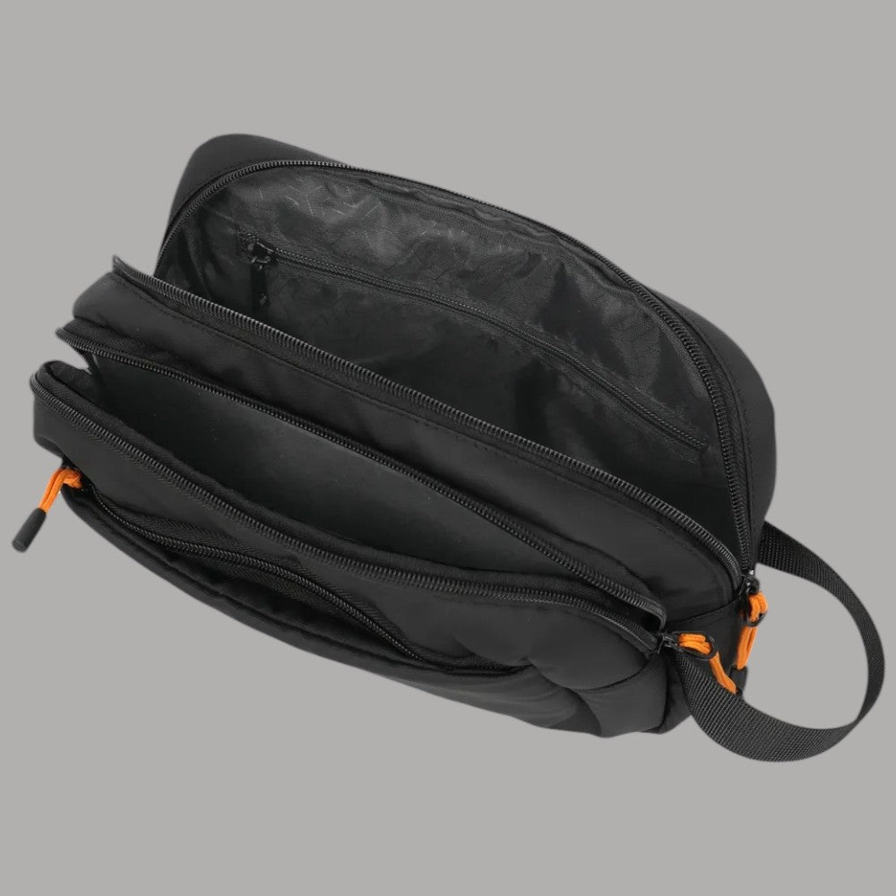 Borsello da viaggio Trvelite BRIIZE nero aperto: due vani interni con zip
