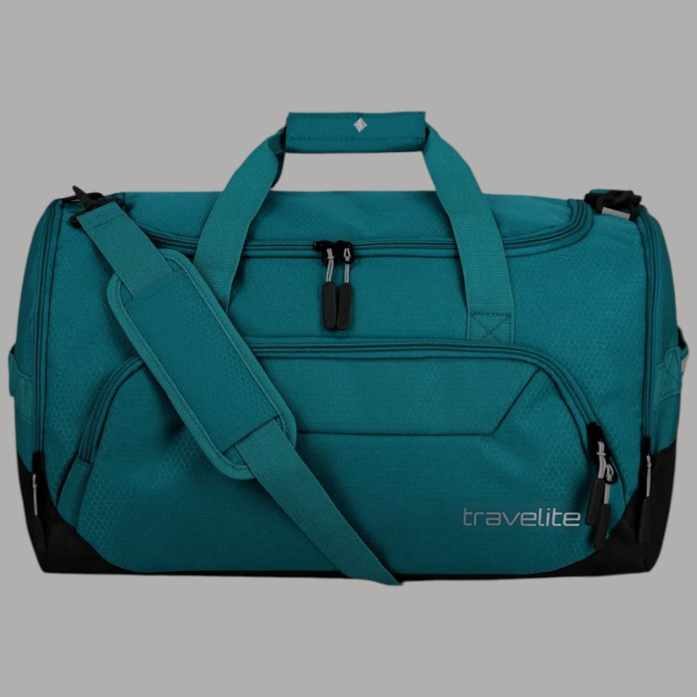 Borsone da viaggio Travelite petrolio con tracolla e tasche anteriori con zip