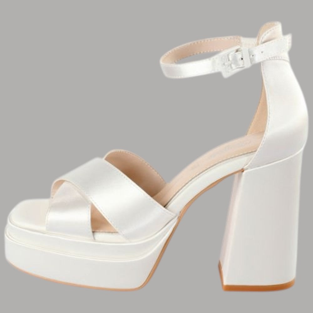 Buffalo sandalo bianco con tacco largo Bonny Cross 1291411 - Prodotti di Classe