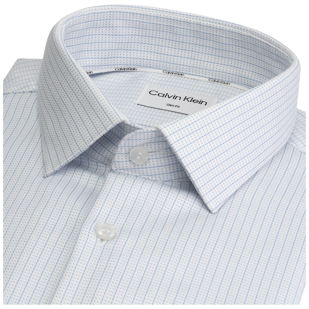 Camicia Calvin Klein bianca fantasia a micro righe, colletto button-down