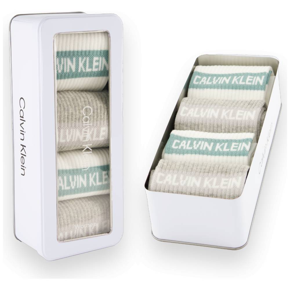 Calvin Klein donna pack 4 calze bianco grigio 701235385002801 Intimo Calvin Klein