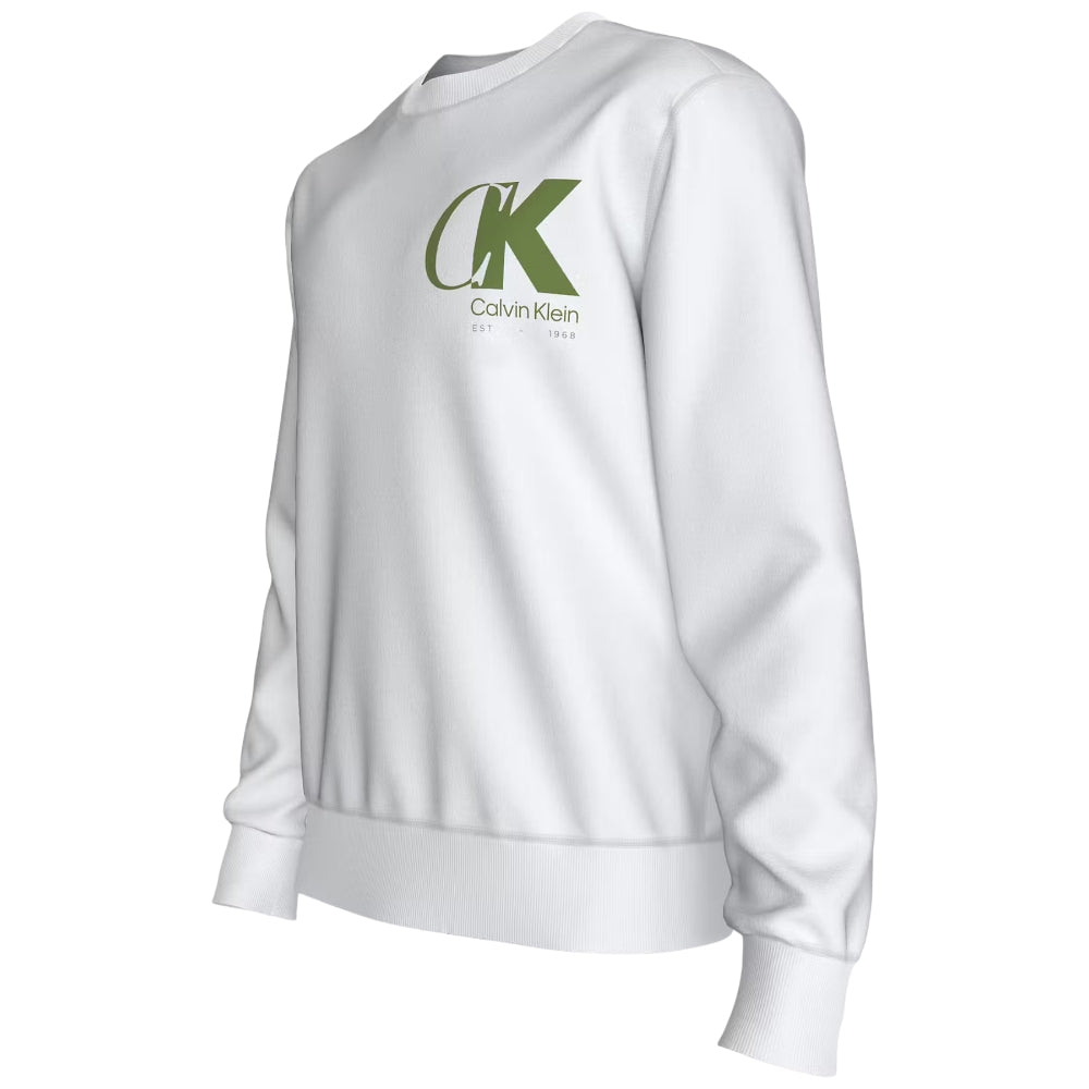 Calvin Klein felpa bianca logo sul petto LV04LD243GYAF Felpe Calvin Klein