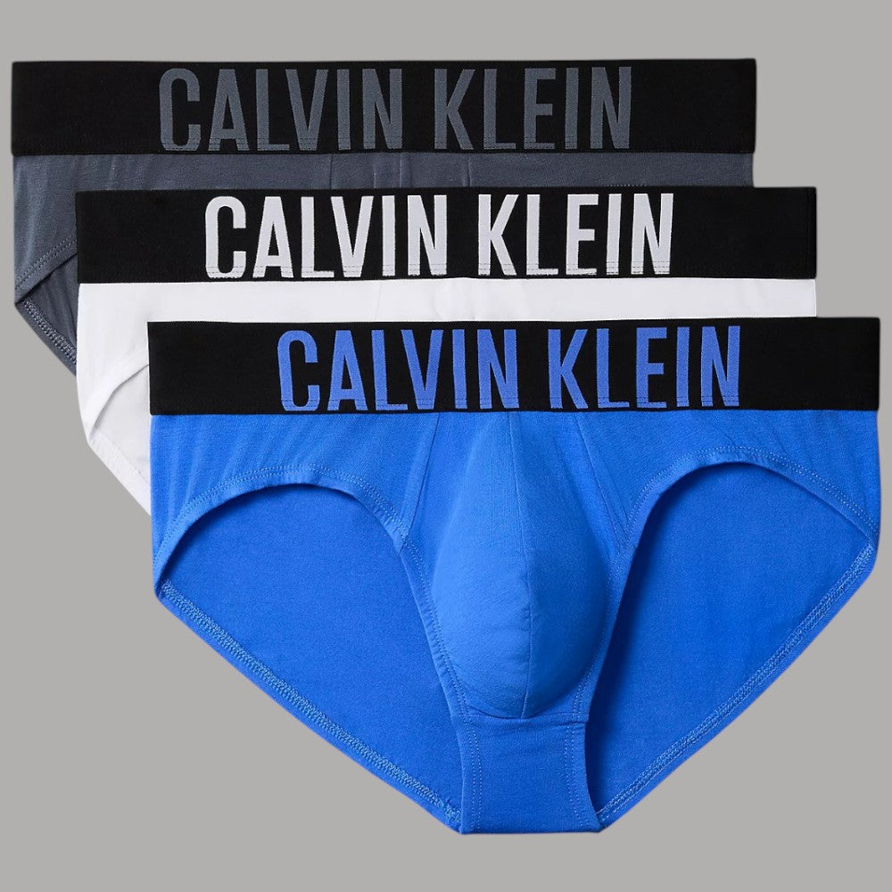Calvin Klein pack 3 slip bianco grigio royal 000NB3607A-ZD9 - Prodotti di Classe
