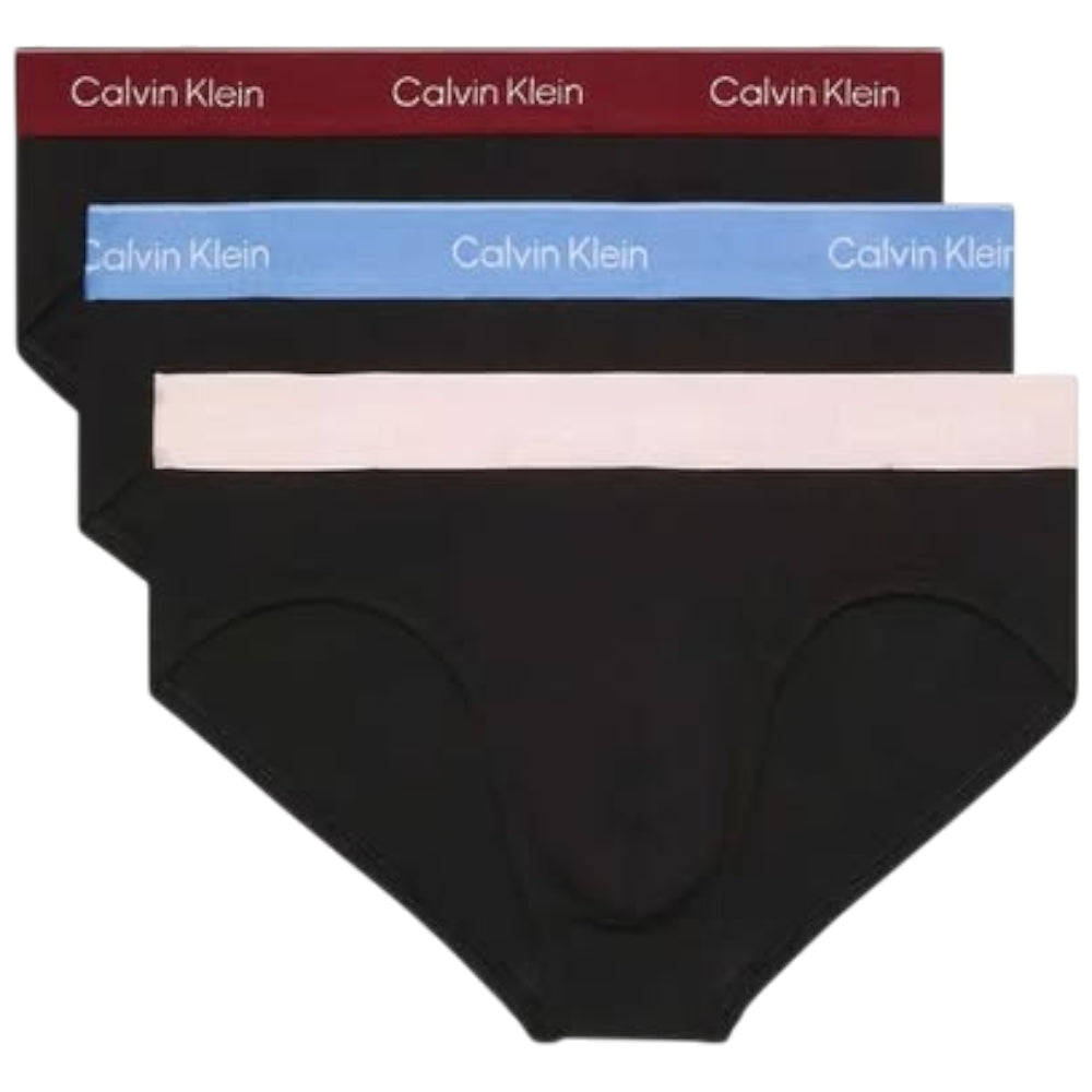 Calvin Klein pack 3 slip neri con fascia colorata LV00NB43882VA Intimo Calvin Klein
