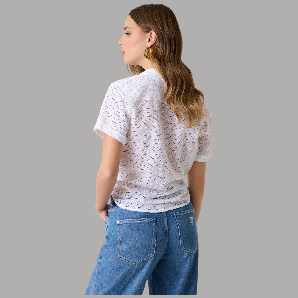 Camicia Cotone Pizzo Sangallo Donna Guess con Fiocco - Prodotti di Classe