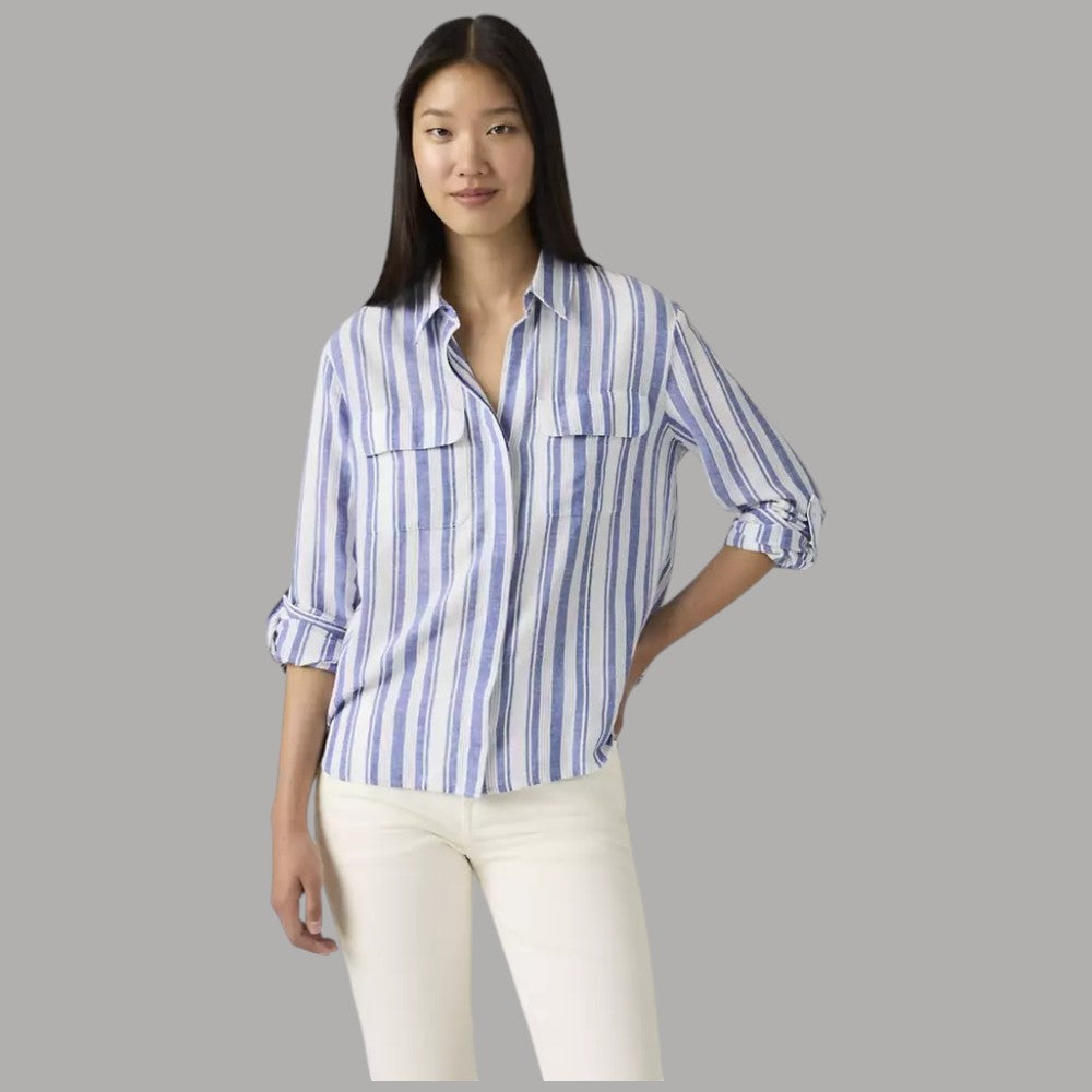 Camicia Levi's Donna Righe Lino Cotone Elaine Utility - Prodotti di Classe