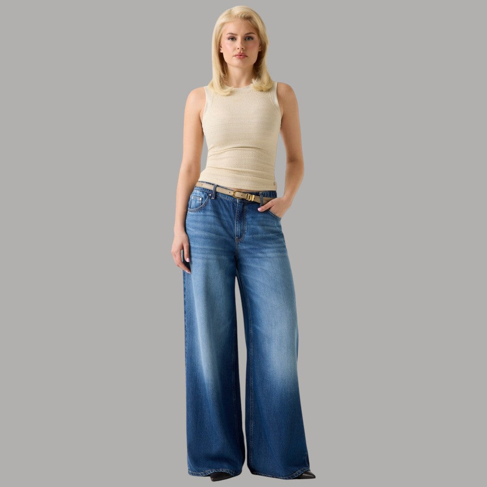 Canotta Guess Decorata Strass Senza Maniche Scollo Rotondo - Prodotti di Classe