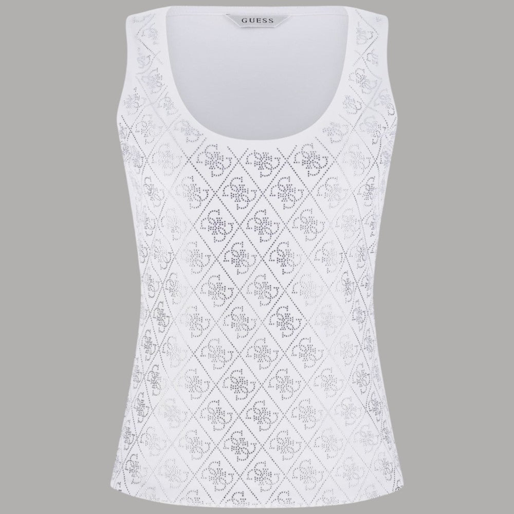 Canotta Guess Logo 4G a Costine con Scollo a U - Prodotti di Classe