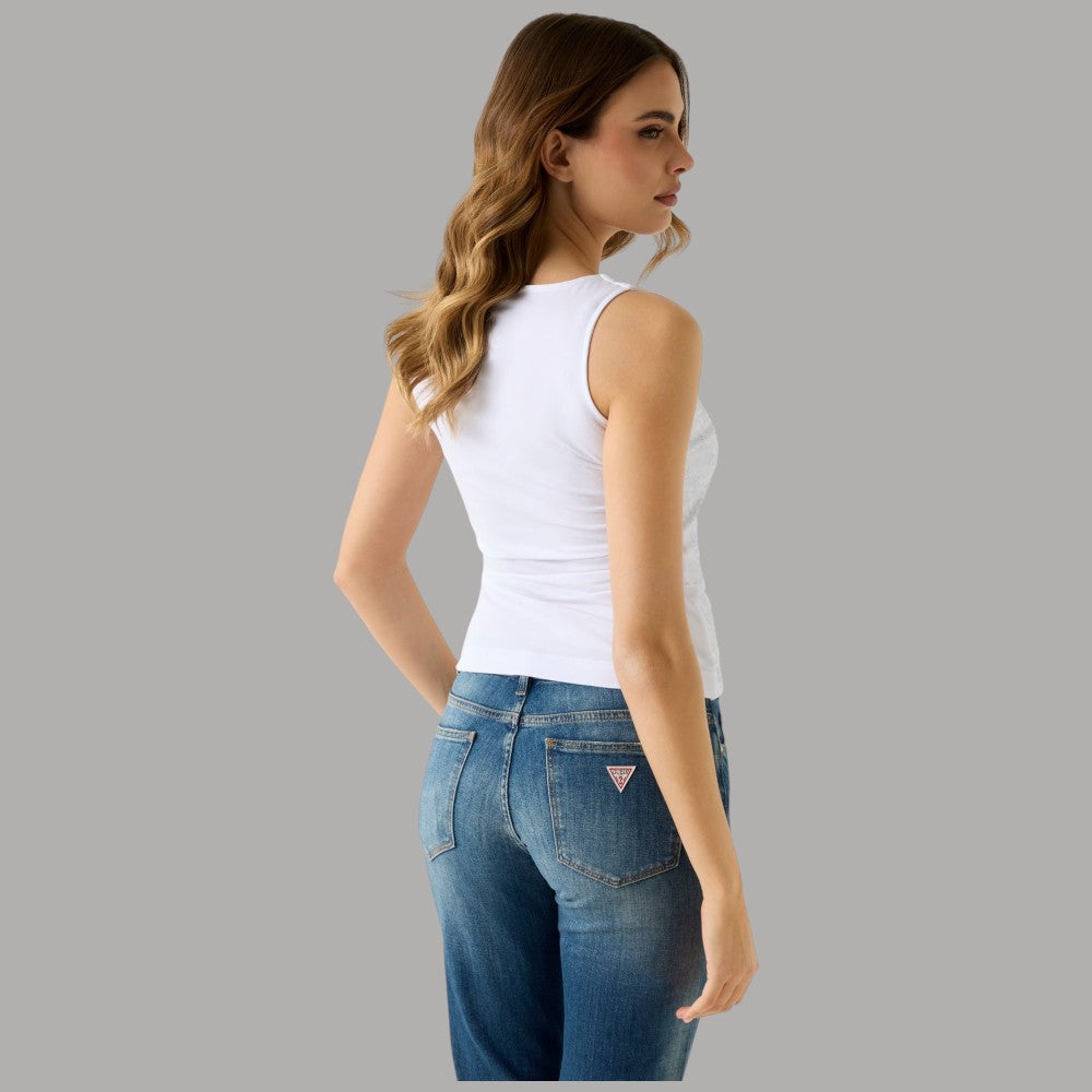 Canotta Guess Logo 4G a Costine con Scollo a U - Prodotti di Classe
