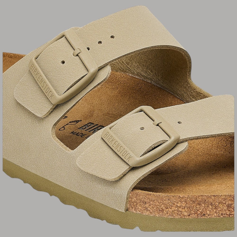 Ciabatte khaki Arizona con cinturini e fibbie, plantare in sughero visibile