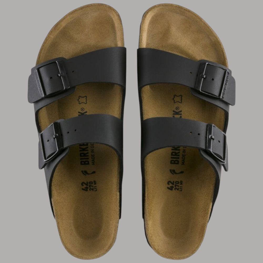 Ciabatte Arizona nere unisex con doppia fascia e fibbie regolabili