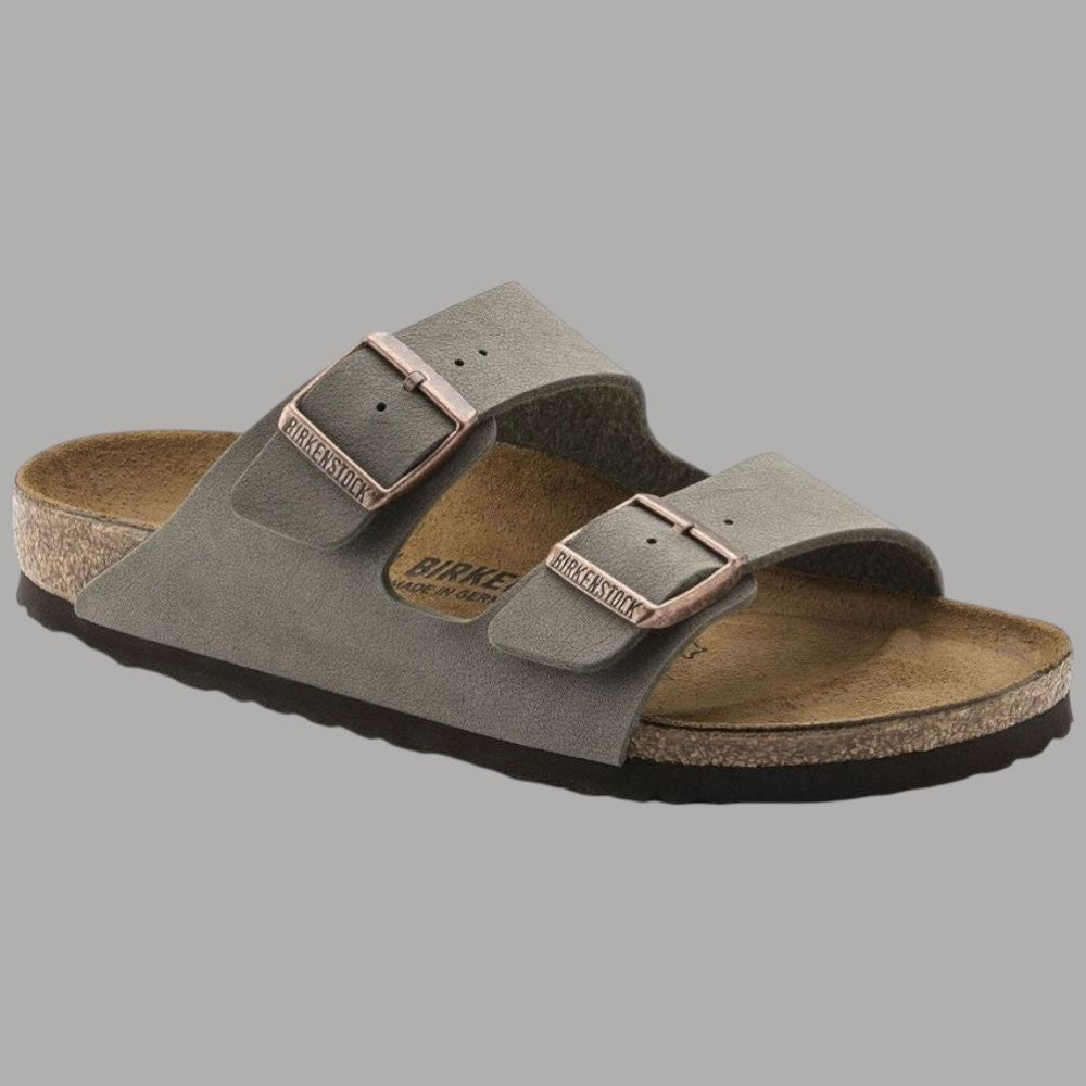 Ciabatte Birkenstock Arizona grigie con cinturini e fibbie regolabili