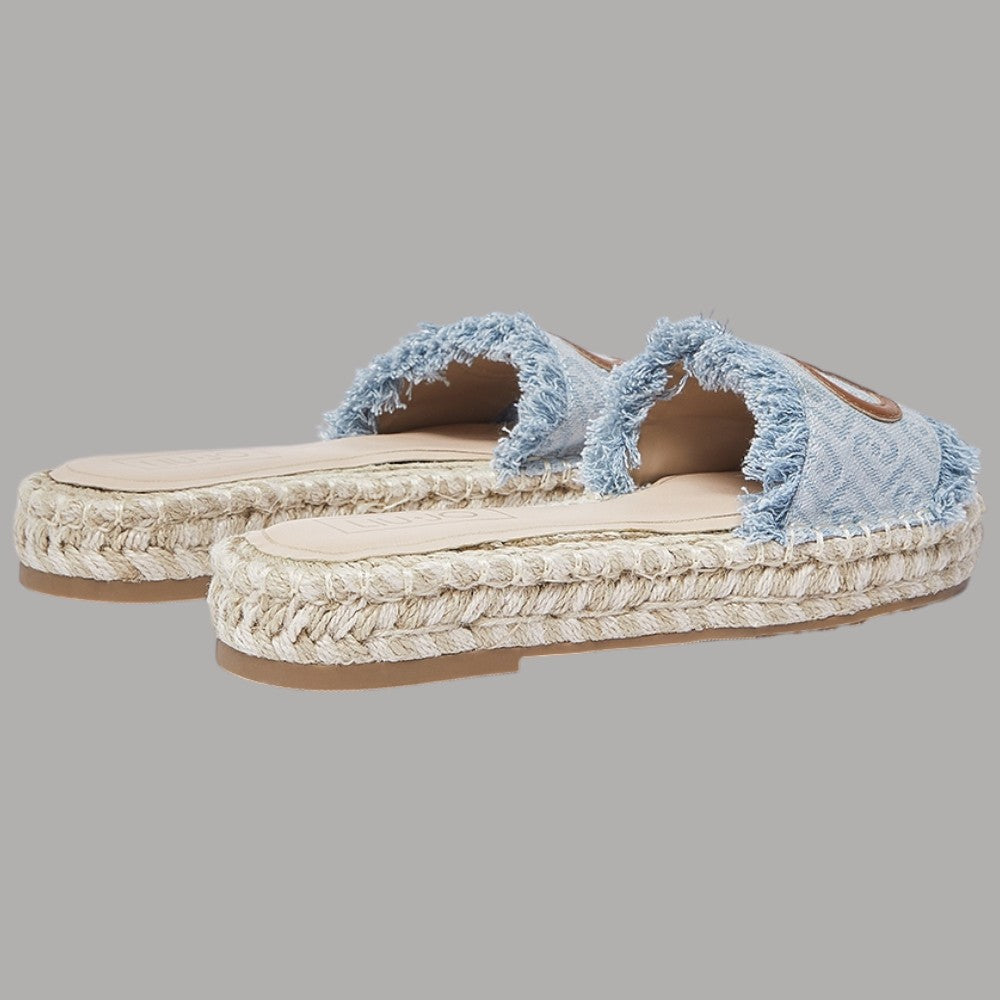 Ciabatte Espadrillas Denim Liu Jo con Logo Monogram e Orli Sfrangiati - Prodotti di Classe