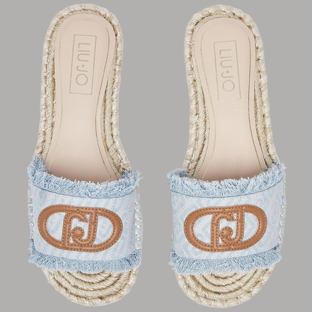 Ciabatte Espadrillas Denim Liu Jo con Logo Monogram e Orli Sfrangiati - Prodotti di Classe