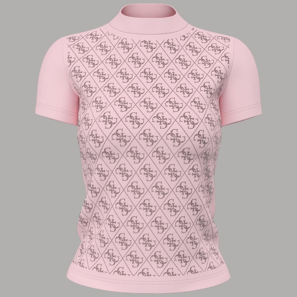 Cropped T-shirt Guess Logo Strass Slim Fit Donna - Prodotti di Classe