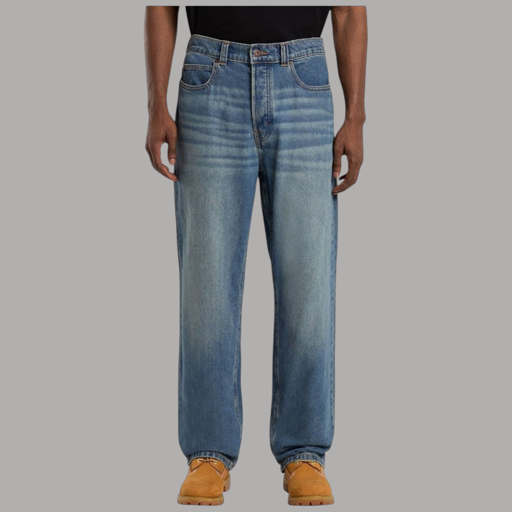 Jeans uomo Dickies in denim blu chiaro, fit rilassato, gamba dritta e vita con bottone