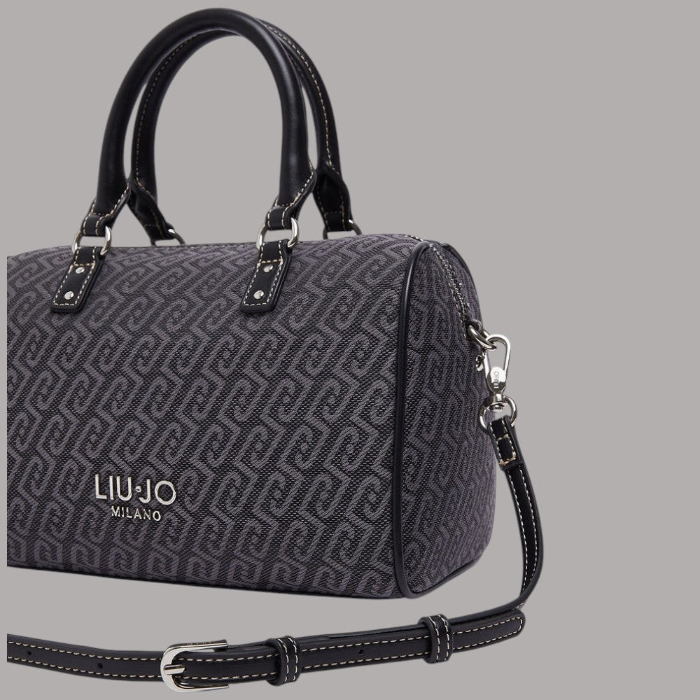 Borsa bauletto piccola Liu Jo con tracolla a catena e motivo monogramma scuro