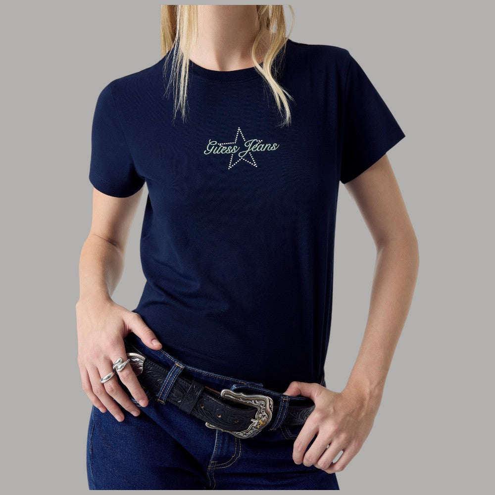 T-shirt Guess GJ Donna con Strass e Stampa Logo - Prodotti di Classe