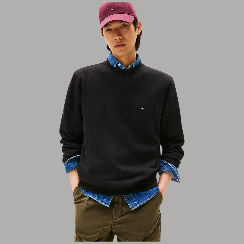 Felpa Girocollo Cotone Tommy Hilfiger con Bandierina Ricamata - Prodotti di Classe