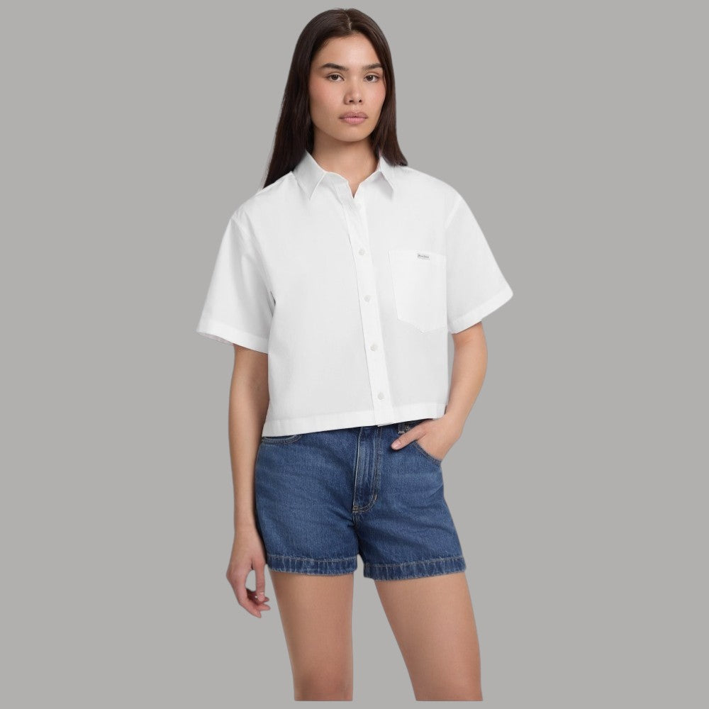 GJ Camicia Bianca Guess Boxy Cropped Cotone con Tasche e Bottoni - Prodotti di Classe