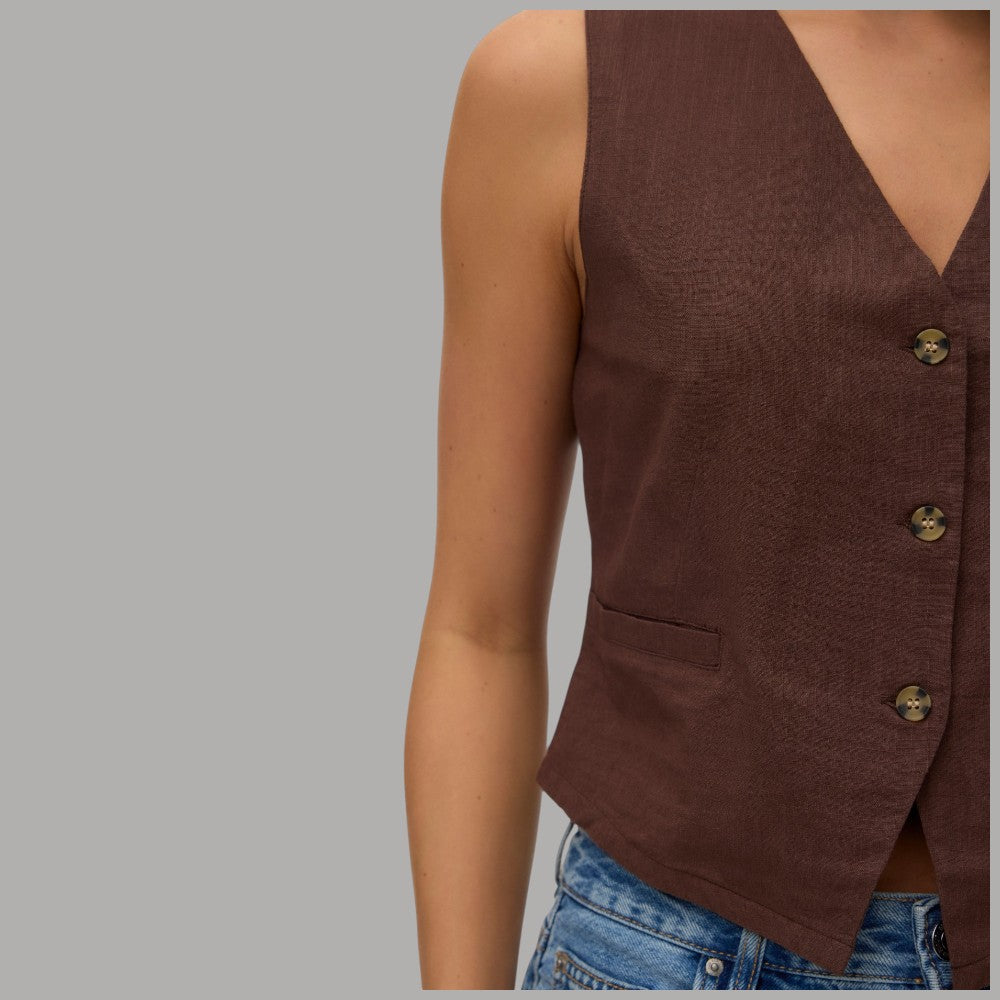 Gilet Donna Vero Moda in Misto Lino e Cotone con Bottoni - Prodotti di Classe